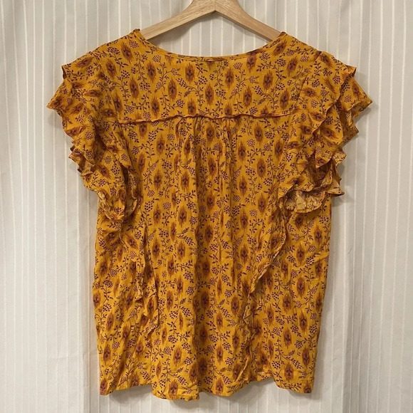 NWOT!! Haute Hippie - Size Medium - Mustard/Gold Color - Flutter Sleeves - Picture 7 of 8